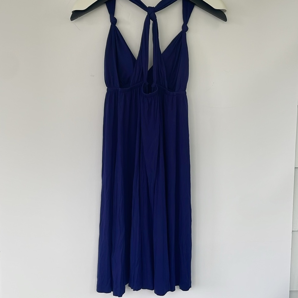 Forever 21 Blue Knotted Halter Dress Viscose Sundress Chic and Versatile Medium